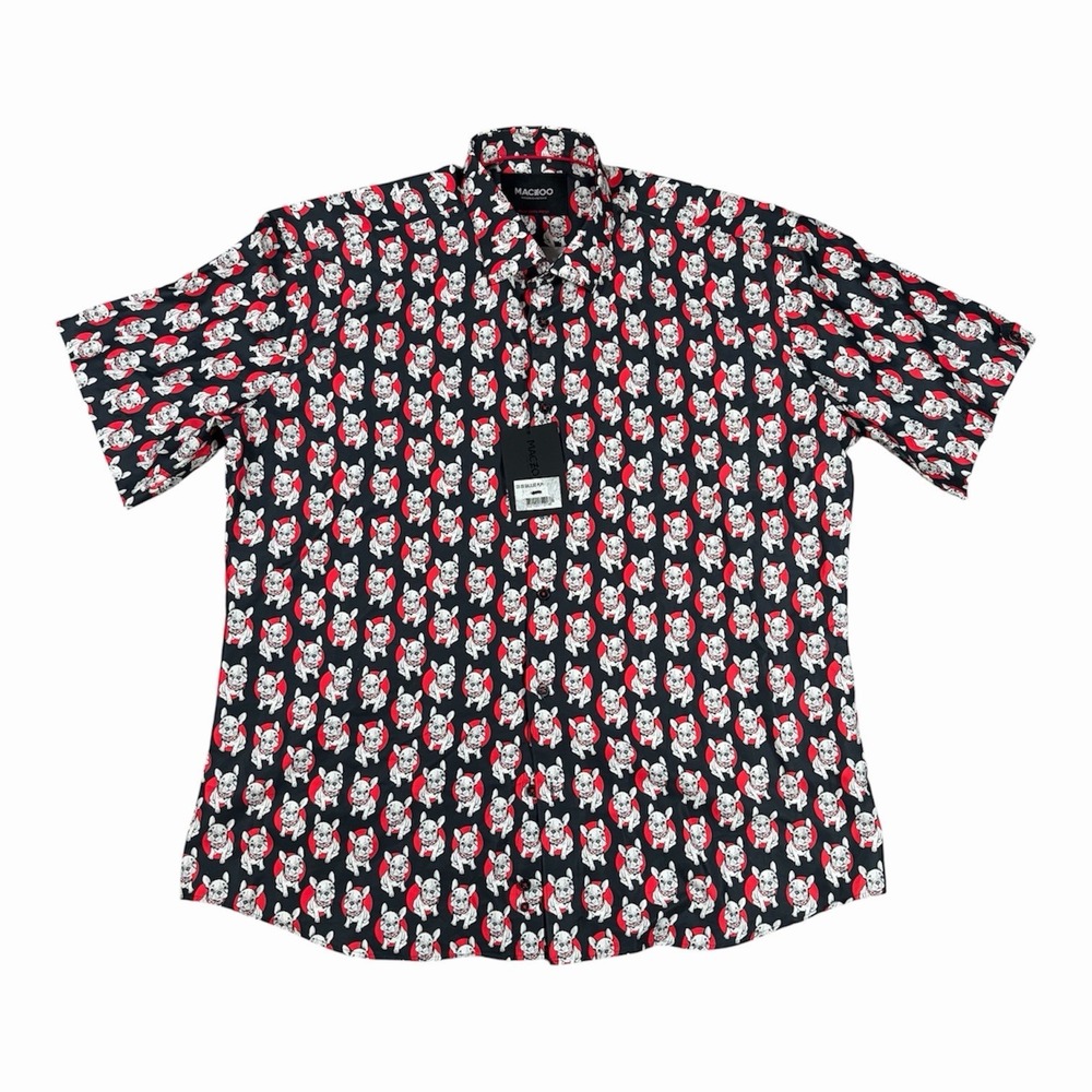 Maceoo Paris Galileo Puppy Black French Bulldog Button Up Shirt Men's 2XL NWT